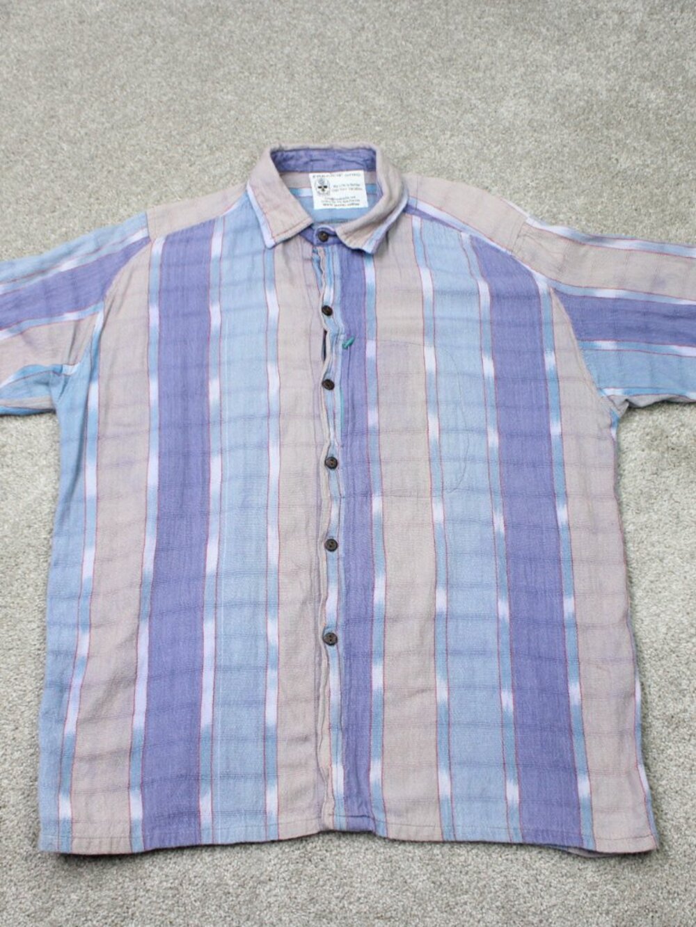 Freak N Chic Shirt Mens 2XL XXL Blue/Purple/Beige100% Woven Cotton Long Sleeve